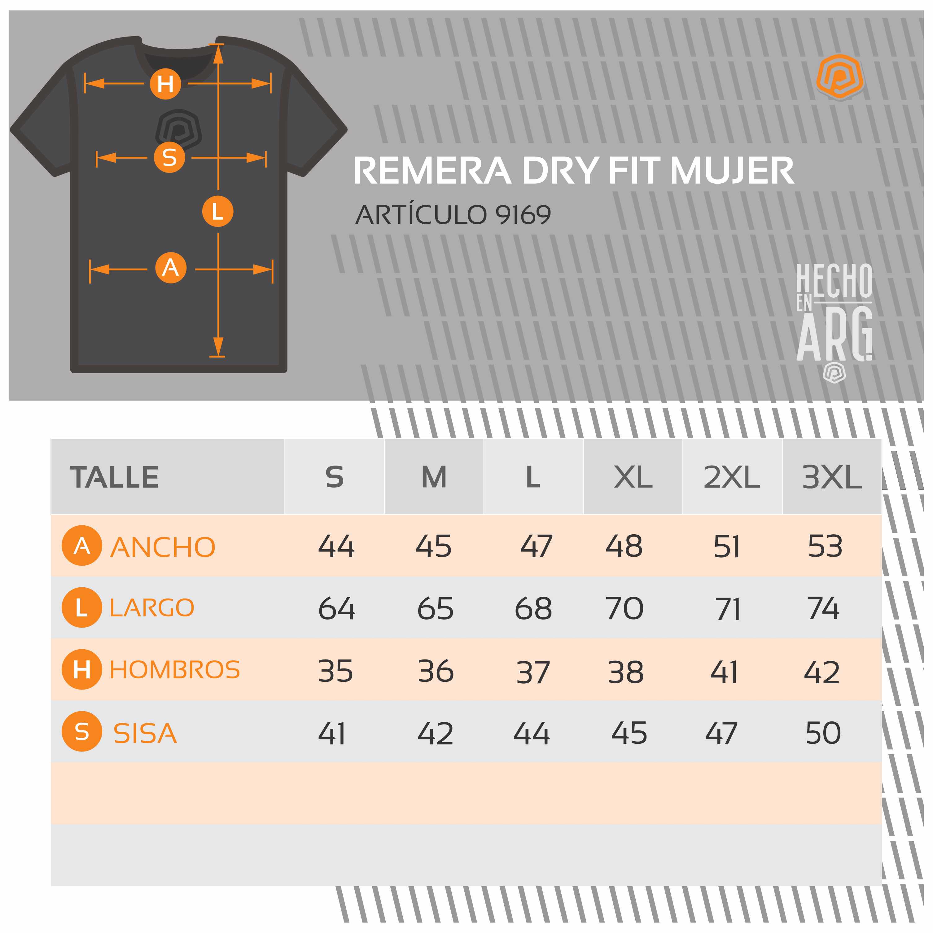 TABLA DE TALLES REMERA DRY FIT